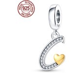 S925 Sterling Silver Heart Shape Letter Pendant Series Charms Fit Original Pandora Bracelet For Women Birthday Fine Jewelry Gift
