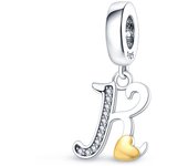 100% 925 Silver Small Pendant With Gold Lucky 26 Letters A-Z Design Charms Beads Fit 3mm Bracelets DIY Fine Jewelry Making