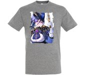 MERCHANDMANIA CAMISETA GRIS MEZCLA fanart policia tsundere juego anime moda verano tshirt videojuego pc