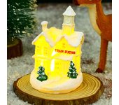 Christmas Decoration Resin Small House Micro Landscape Christmas Creative White Glowing Small House Gift