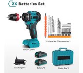 destornillador eléctrico sin escobillas 2 en 1, martillo, Taladro Inalámbrico, herramienta eléctrica multifuncional de impacto para batería Makita de 18V