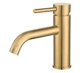 VALAZ Jabalón Grifo de lavabo redondo monomando fabricado en latón de color dorado cepillado