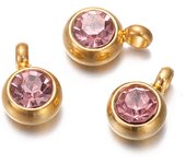 10Pcs 6mm Stainless Steel Birthstones Charms Pendants Rhinestone Crystal Beads Pendant for Necklace Bracelet Jewelry Making