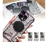 2024 Nuevo estuche de tablero magnético sin bordes para iPhone, tablero de resonancia sin polvo, sin bisel, tablero de resonancia sin polvo, sin bisel, estuche con función de carga magnética, color morado