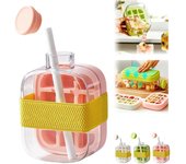 Cubitera y bandeja 2 en 1, máquina de hielo sin contacto, molde flexible de silicona para hielo rápido y bebidas refrescantes (rosa, 800 ml)