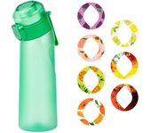 Botella de agua de aire con cápsulas de sabor perfumadas, botellas para beber de 650 ml con 7 cápsulas de frutas perfumadas, con pajita para la escuela al aire libre(Cápsulas aromáticas aleatorias)