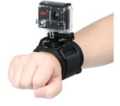 CABLEPELADO Correa Ajustable muñeca para Camara, Soporte de muñeca para cámara de acción, Brazalete para cámaras, Compatible con Gopro, Xiaomi SJCAM ROLLEI etc., Giro 365 Grados, Ajustable, Negro