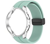 Silicone Case+Strap For Samsung Watch 4/5 40 44mm Watch 5 Pro 45mm Original Magnetic Buckle Band Galaxy Watch 4 Classic 42 46mm