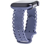 Floral Engraved Strap For Apple Watch Band 40mm 44mm 41mm 49mm 45mm 38mm 42mm Silicone bracelet iwatch series 9 7 se 6 8 ultra 2
