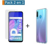 Tumundosmartphone Pack 2 en 1 Funda Gel Transparente + Protector Cristal Templado para Huawei P40 Lite E - Protección Completa