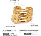 Conjunto de anillos minimalistas., anillos apilados roscados de acero inoxidable chapados en Color dorado de 18K para mujer, regalos de fiesta