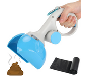 XOKOTAKI Recogedor de Excrementos para Perros. Recoge Cacas de ABS No Tóxico, Ligero y Duradero, con Gancho y Dispensador de Bolsas, Portátil para Mascotas. 1 Rollo de Bolsas Incluida.