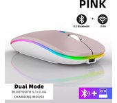 Ratón inalámbrico recargable con Bluetooth, 2,4 GHz Device, USB, RGB, 1600DPI, para ordenador, portátil, tableta, PC, Macbook, Gaming
