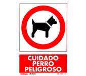 Cartel 29,7x21 cm perro peligroso 3030