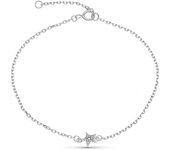 Pulsera Oro Blanco 9k 16 cm. estrella centro combinada 6 diamantes 0.005ct.