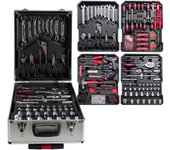 Maletín de Herramientas Profesional 1299 Piezas - Carro con Asa Telescópica y Ruedas, Caja Completa Multinivel para Taller Mecánico y Bricolaje, Organización Superior - Negro (H002 2590 7990 D7)