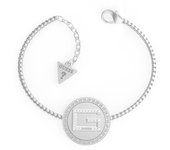 GUESS Pulsera Acero Inoxidable Plateada Circonitas Blancas Logo JUBB01031JWRHS