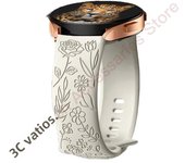18mm 20mm 22mm Rose engrave Band for Samsung Galaxy Watch 654 40mm 44mm Gear S3 Silicone Cute Strap Classic 43mm 45mm Active 2