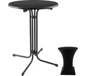 Tectake - Mesa alta de bar plegable Eren con funda 90 x 110 cm, Estructura plegable para montaje y desmontaje rápidos, almacenamiento y transporte sencillos, Incluye funda lavable de poliéster de alta calidad, Tablero de MDF robusto y desmontable