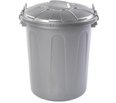 Cubo basura cierre metal + tapa 21l plata