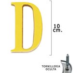 Letra latón d 10 cm. con tornilleria oculta (blister 1 pieza)