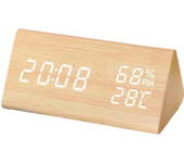 Smart Digital Alarm Nightstand Clock with Voice Night Light, Large L Screen - Ideal for Children, Adults, and Bedroom (Wooden