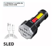 High Power Rechargeable Led Flashlights 7LED Camping Torch With Cob Side Light Lightweight Outdoor Lighting ABS Material