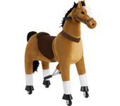 Tectake - Caballo balancín con ruedas, felpa, diseño realista, Caballito de montar con un diseño realista y movimiento suave, Tapizado en un suave peluche y con una estructura estable de acero, Agarre óptimo gracias a empuñaduras y pedales antideslizantes