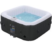 Arebos Spa Hinchable Bañera de Hidromasaje | Cuadrada | Interior y Exterior | 154x154cm | 4 Personas | 130 Chorros de Masaje | 600 L