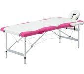 vidaXL Camilla de Masaje Plegable 2 Zonas Aluminio y Portátil Color Blanco y morado,  Blanco y rosa,  Morado