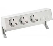 Kit de sobre mesa completo  con 3 bases de enchufe schuko y placa para 2 conectores RJ45 blanco SIMON 42403020-130