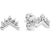 Pendientes Pandora con forma de tiara y espoleta de circonita cúbica en plata de ley，Incluye Caja Original