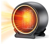 Calentador eléctrico, ahorro de energía, silencioso, mini calentador de cerámica de 1800 W, calentador eléctrico con 2 configuraciones de calor, termostato, protección contra sobrecalentamiento y antivuelco, cerámica PTC para sala de estar, oficina, baño