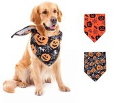 Halloween Dog Bandanas 2 Pack, Pumpkin Thanksgiving Dog Bandana Fall Dog Scarf for Boy and Girl