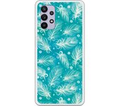 Funda compatible con Samsung Galaxy A32 5G - Patron plumas blancas con fondo