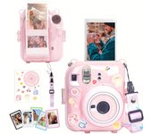 8-Piece Camera Case Set for instax Mini 12 with Upgraded Photo Storage Bag, DIY Stickers, Mini Photo Frame, Hard PC - No Camera