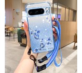 Luxury Lanyard Gold Shimmer Silicone Case For Google Pixel 8 Pro  Pixel 7A   Pixel 6 Pro  Pixel 6  Pixel 6A Plated Phone Cover