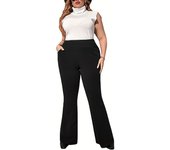 Summer fashion new women's plus-size business formal fashion with solid color wide-leg pants nine-quarter pants