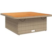Mesa de Jardín Madera de Acacia y Ratán PE beige 110x110x71 cm