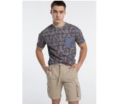 SIX VALVES - Camiseta manga corta a rayas con estampado de hojas