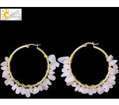 CSJA Luxury Natural Stone Hoop Earrings for Women Gold Color Wire Wrap Chip Bead Pink Crystal Earrings Fashion Jewelry 2022 H015