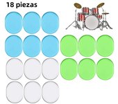 Miwayer 18 pcs Drum Gel Drum Dampeners, Gel Pads Muffler Dampening for Drums Cymbals Tone Control(Clear/Blue/Grey/Black/Green)