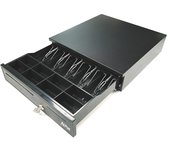 Avpos cash-u280 cajon portamonedas 41cm automatico - 5 posiciones billetes - 8 posiciones monedas - rj11 - color negro