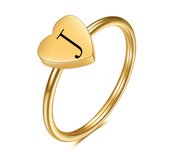 Simple Love Gold Ring Fashion 26 letter stainless steel heart Ring for women jewelry gift