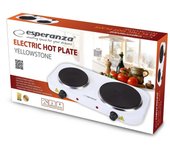 Esperanza - Placa eléctrica de 2 fuegos, 2500 W, Esperanza YELLOWSTONE blanca