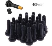 40 piezas de tapas de válvulas de neumáticos sin cámara para automóvil, válvulas de neumáticos TR413, juego de vástago de válvula de neumático de goma, negro