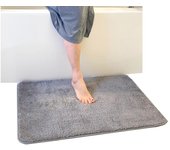 Alfombra de baño: alfombra antideslizante, suave fibra de poliéster de felpa, adecuada para sala de estar y dormitorio, muy absorbente, gris oscuro, 32*20 pulgadas