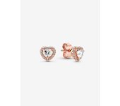 Pandora - Pendientes de fondo with Corazón brilliant y Elevado-Baño de Oro Rosa de 14 K