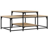 vidaXL Mesa de centro madera de ingeniería 102x60x45 cm Negro, Roble Sonoma, Roble ahumado Mesita de Salón o Comedor o Auxiliar Mesa de Café Meuble Salón