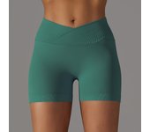 Crossover Waist Women Sport Shorts Yoga Shorts Gym Workout Running High Waist Yoga Shorts Push Up Hip Seamless Fitness Shorts